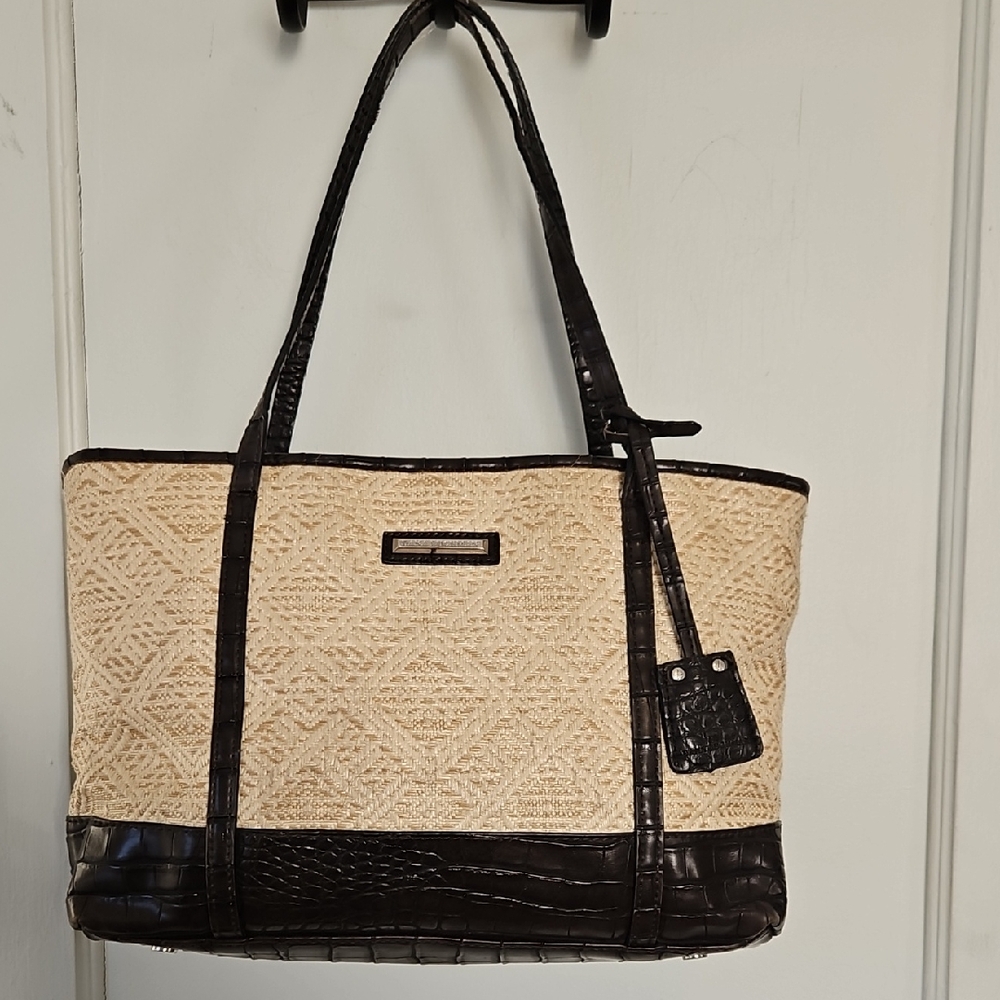 Elegant Cream and Brown Tote Bag
